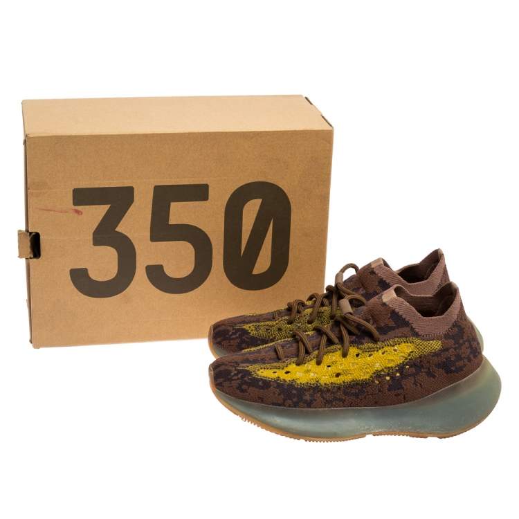 Pre Owned Yeezy x Adidas Brown/Yellow Knit And Mesh Boost 380 LMNTE Sneakers Size 38 2/3