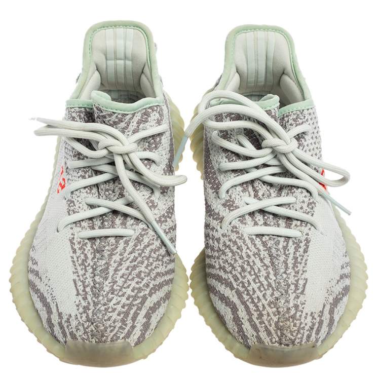 Pre Owned Yeezy x adidas Blue/Grey Knit Fabric Boost 350 V2 2.0 Sneakers Size 39.5
