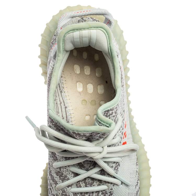 Pre Owned Yeezy x adidas Blue/Grey Knit Fabric Boost 350 V2 2.0 Sneakers Size 39.5