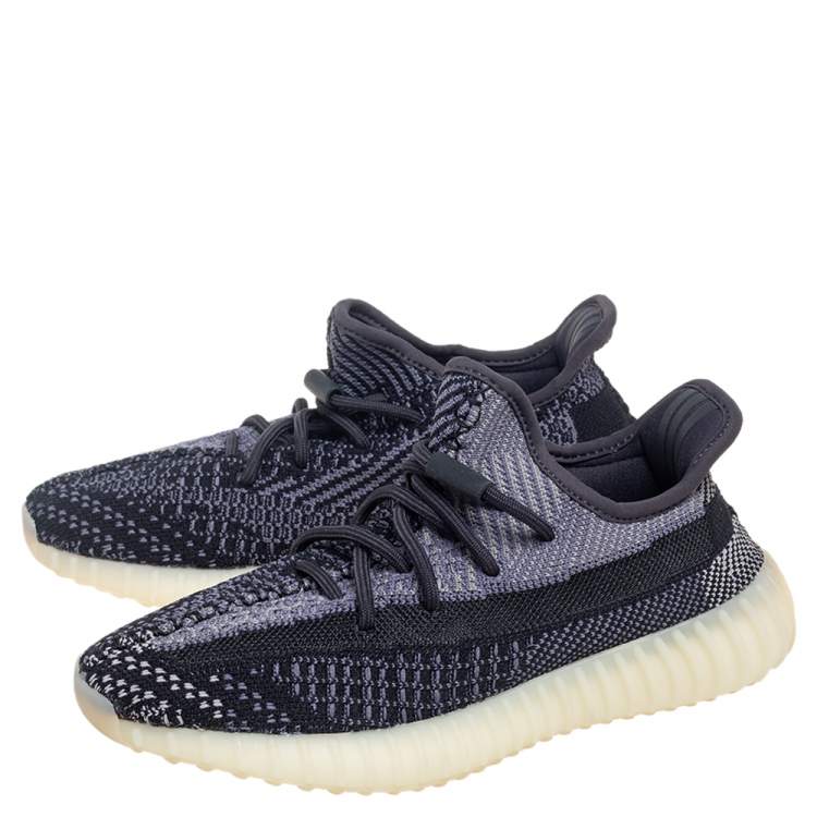 مملوكة مسبقًا Yeezy x adidas Black/Grey Knit Fabric Boost 350 V2 Carbon Sneakers Size 38 2/3