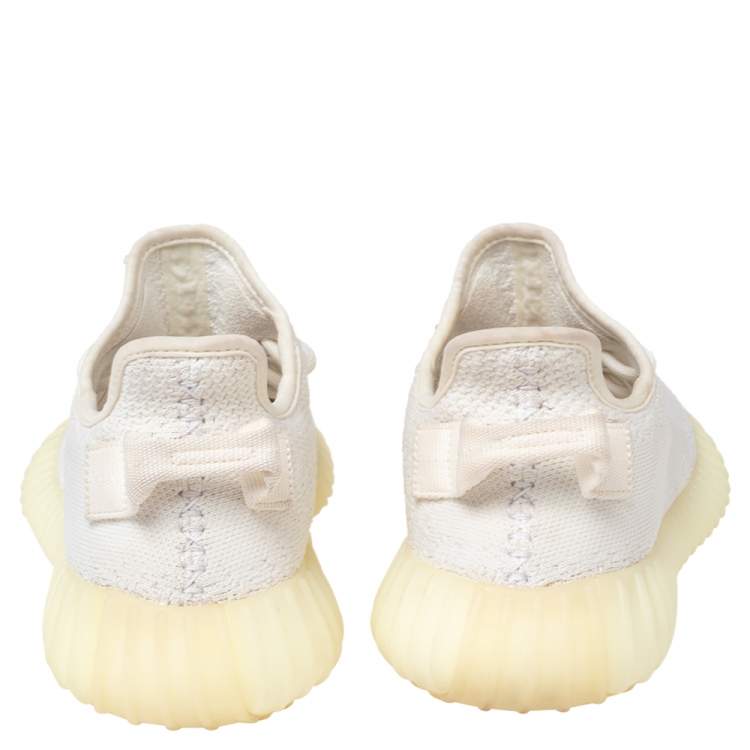 مملوكة مسبقًا Yeezy x adidas White Knit Fabric Boost 350 V2 Sesame Sneakers Size 38.5