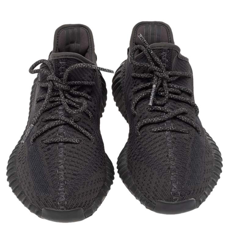 مملوكة مسبقًا Yeezy x adidas Black Knit Fabric Boost 350 V2 Low Top Sneakers Size 40