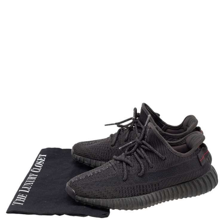 مملوكة مسبقًا Yeezy x adidas Black Knit Fabric Boost 350 V2 Low Top Sneakers Size 40