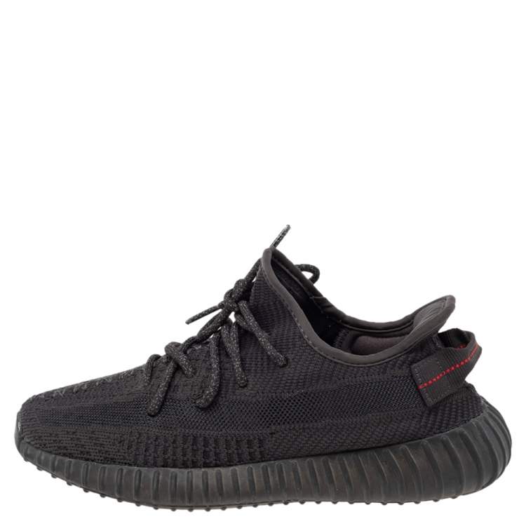 مملوكة مسبقًا Yeezy x adidas Black Knit Fabric Boost 350 V2 Low Top Sneakers Size 40