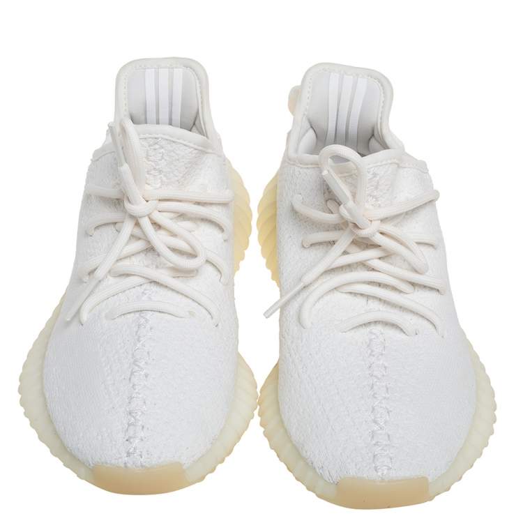 مملوكة مسبقًا Yeezy x Adidas Cotton Knit Boost 350 V2 Triple White Sneakers Size FR 38 2/3 