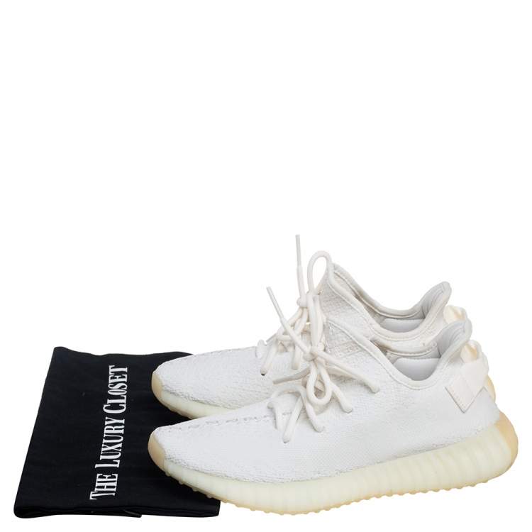 مملوكة مسبقًا Yeezy x Adidas Cotton Knit Boost 350 V2 Triple White Sneakers Size FR 38 2/3 