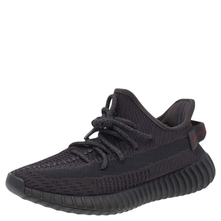 Pre Owned Yeezy x Adidas Black Cotton Knit Boost 350 V2 Black Static Sneakers Size 40 2/3