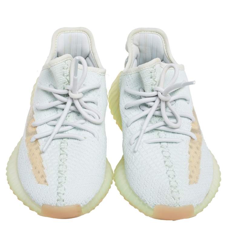 Pre Owned Yeezy x Adidas Mint Green Cotton Knit 350 V2 Hyperspace Sneakers Size 38