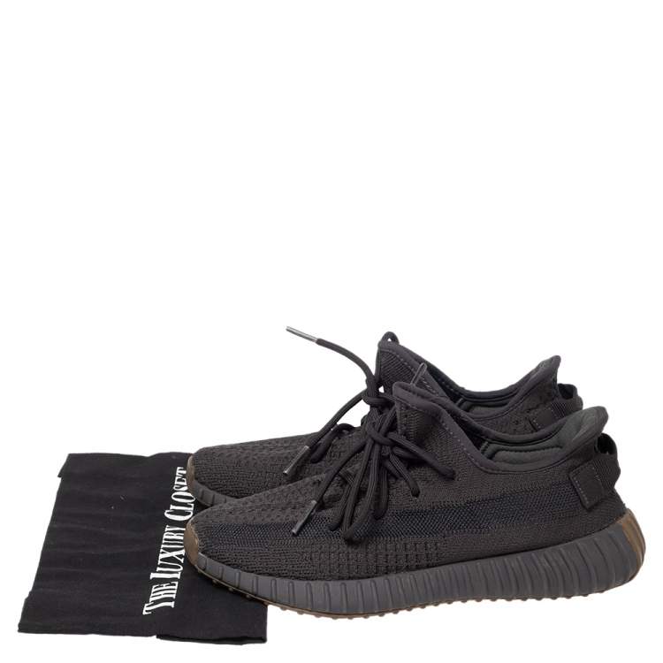 مملوكة مسبقًا Yeezy x adidas Black Knit Fabric Boost 350 V2 Low Top Sneakers Size 40