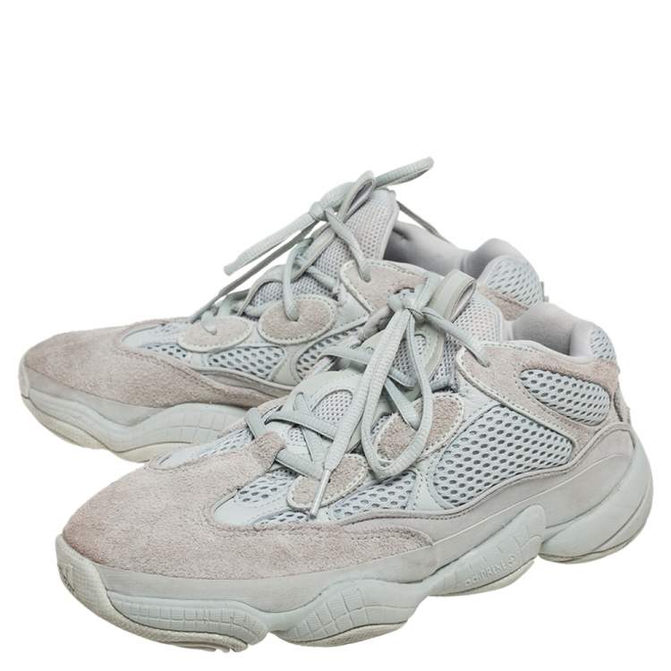 مملوكة مسبقًا Yeezy x Adidas Grey Fabric and Suede Boost 500 Soft Vision Sneakers Size 39.5