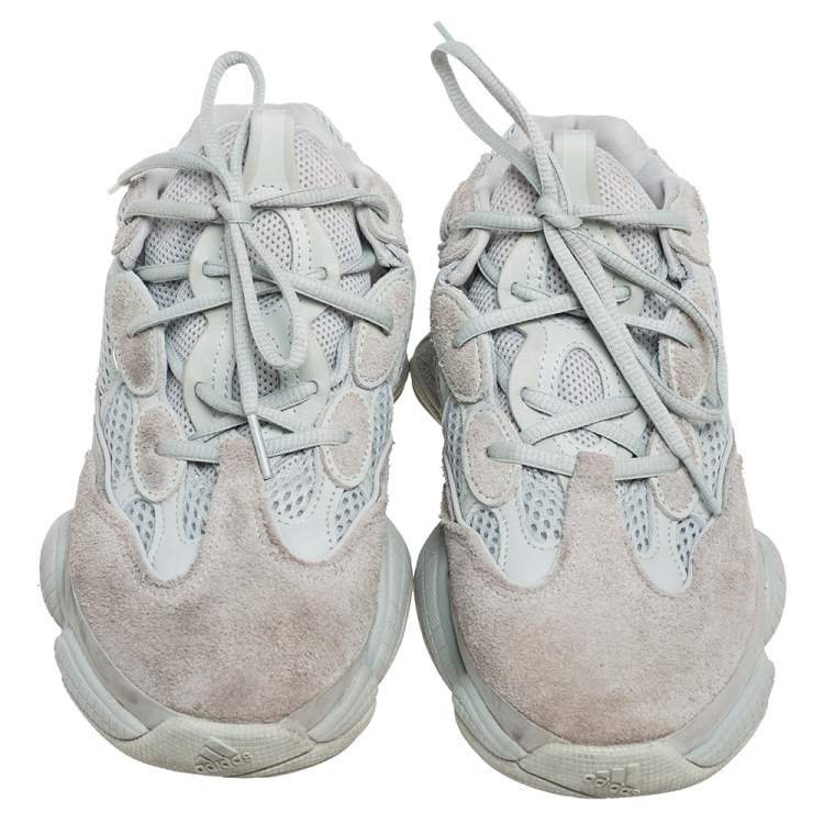 مملوكة مسبقًا Yeezy x Adidas Grey Fabric and Suede Boost 500 Soft Vision Sneakers Size 39.5