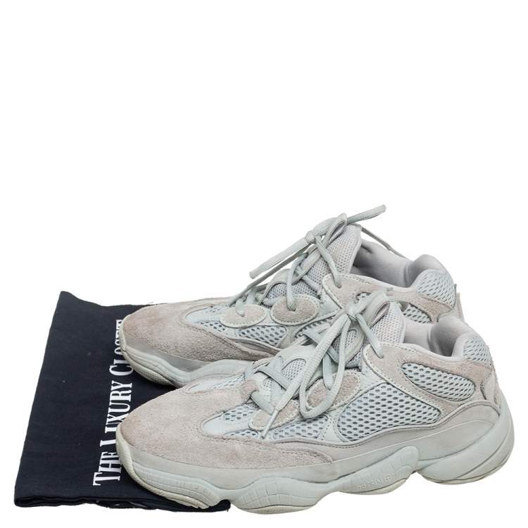 مملوكة مسبقًا Yeezy x Adidas Grey Fabric and Suede Boost 500 Soft Vision Sneakers Size 39.5