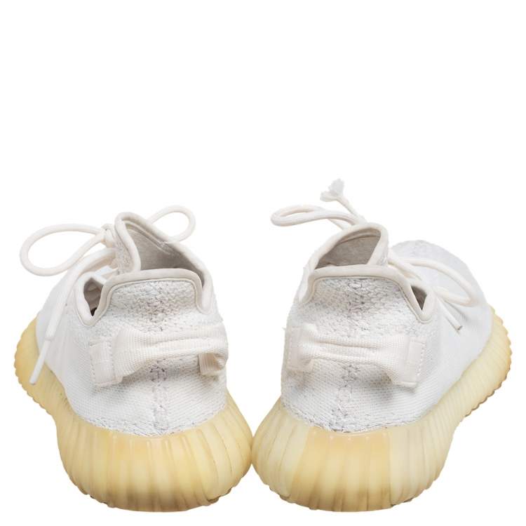 Pre Owned Yeezy x Adidas Cotton Knit Boost 350 V2 Triple White Sneakers Size FR 40