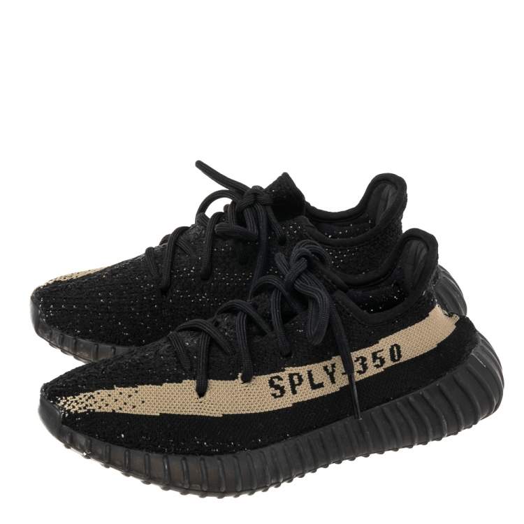 Pre Owned Yeezy x adidas Black Knit Fabric Boost 350 V2 Sneakers Size 36 2/3