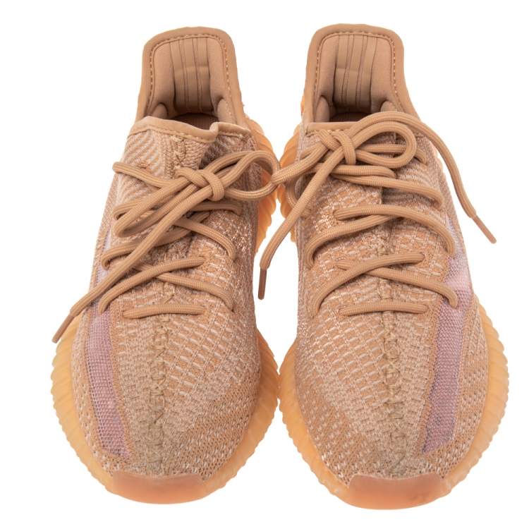 مملوكة مسبقًا Yeezy x Adidas Peach Knit Fabric Boost 350 V2 Clay Sneakers Size 40