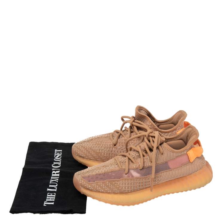 مملوكة مسبقًا Yeezy x Adidas Peach Knit Fabric Boost 350 V2 Clay Sneakers Size 40
