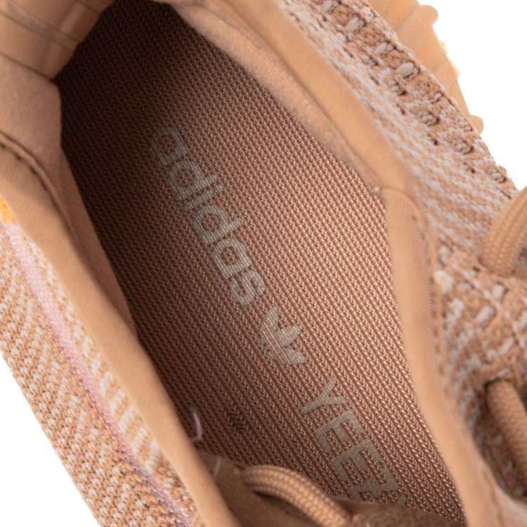 مملوكة مسبقًا Yeezy x Adidas Peach Knit Fabric Boost 350 V2 Clay Sneakers Size 40