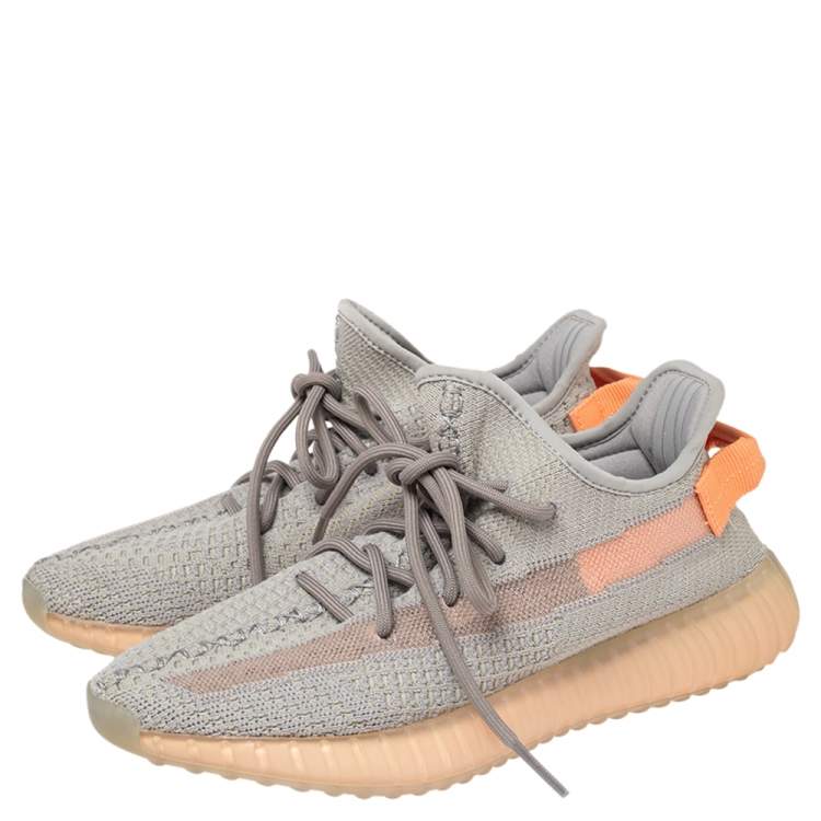 Pre Owned Yeezy x Adidas Grey/Orange Knit Fabric Boost 350 V2 True Form Sneakers Size 40 
