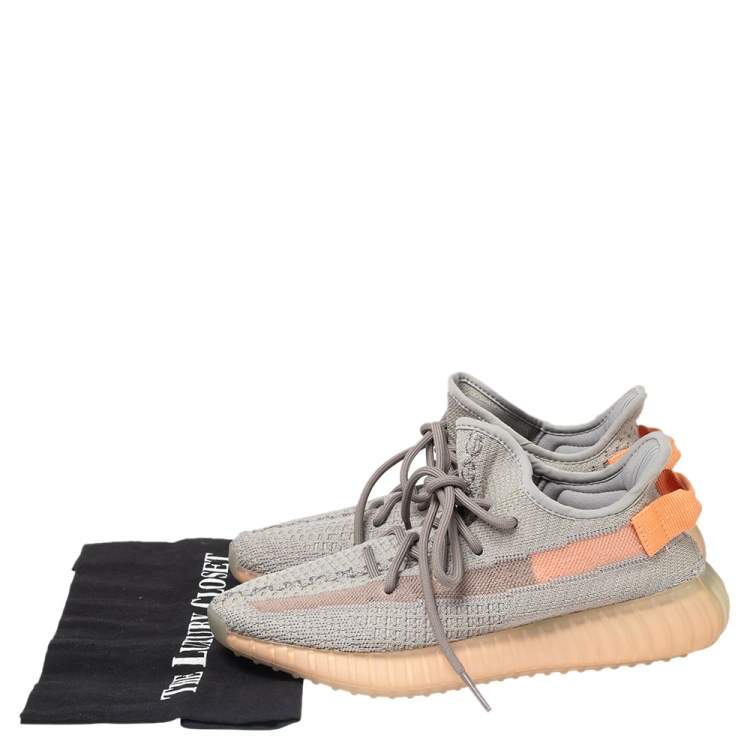 Pre Owned Yeezy x Adidas Grey/Orange Knit Fabric Boost 350 V2 True Form Sneakers Size 40 