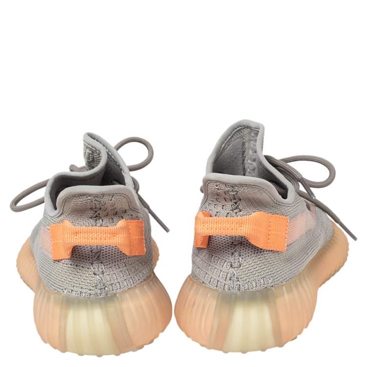 Pre Owned Yeezy x Adidas Grey/Orange Knit Fabric Boost 350 V2 True Form Sneakers Size 40 