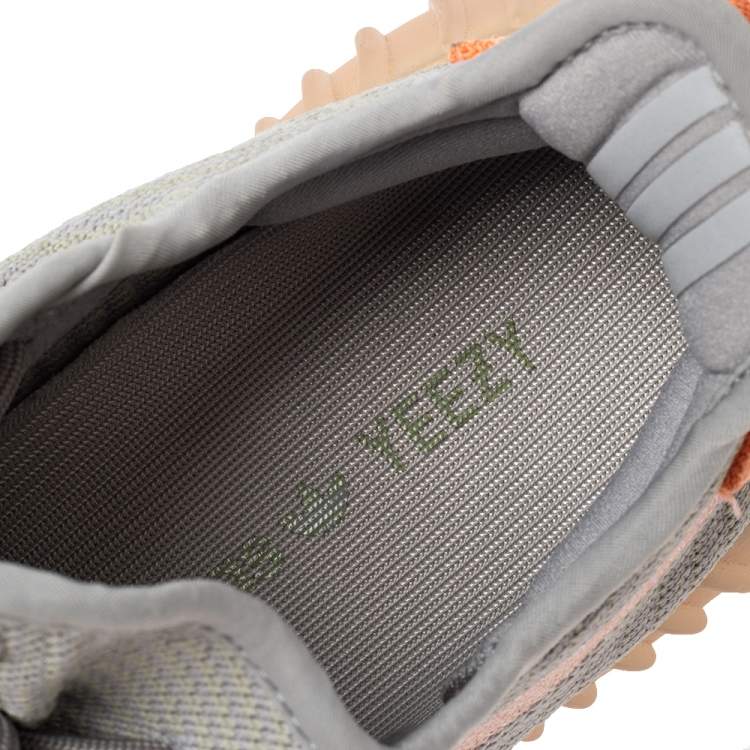 Pre Owned Yeezy x Adidas Grey/Orange Knit Fabric Boost 350 V2 True Form Sneakers Size 40 