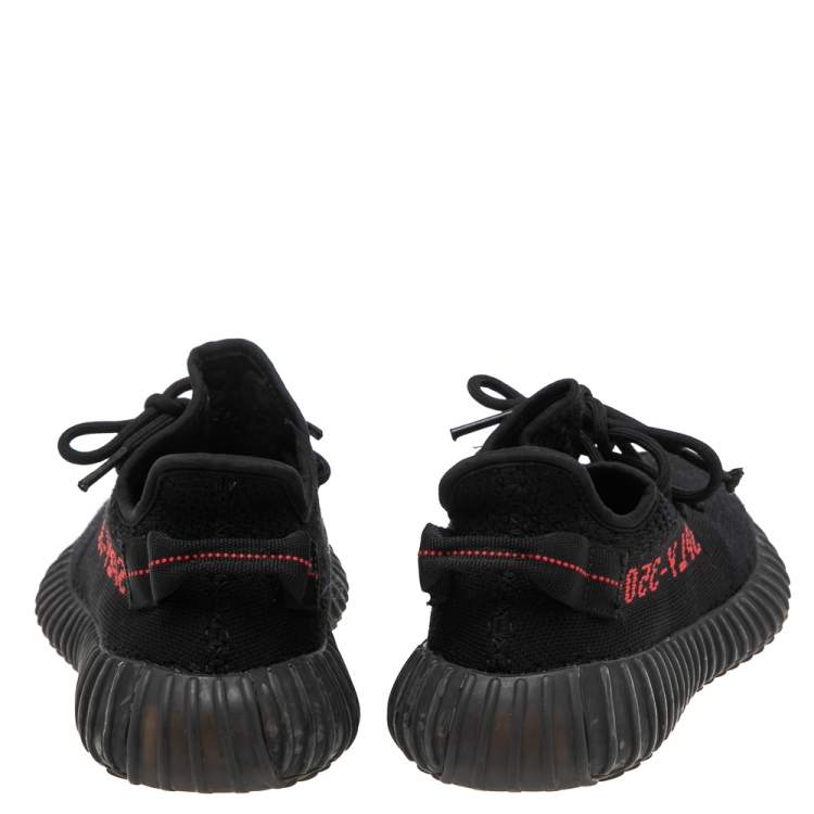 Pre Owned Yeezy x Adidas Black Knit Fabric Boost 350 V2 Sneakers Size 40