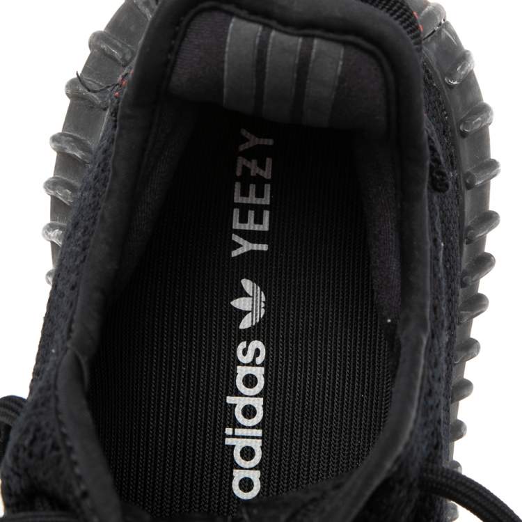 Pre Owned Yeezy x Adidas Black Knit Fabric Boost 350 V2 Sneakers Size 40