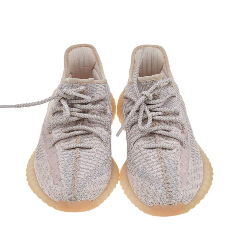 مملوكة مسبقًا Yeezy x Adidas Pink Knit Fabric Boost 350 V2 Synth Sneakers Size 38