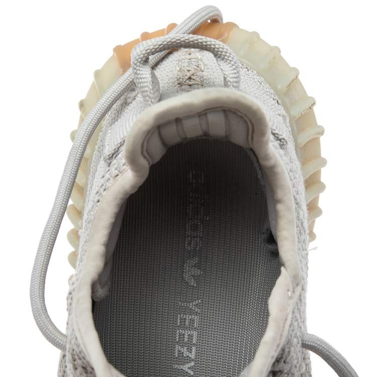 Pre Owned Yeezy x adidas Grey Knit Fabric Boost 350 V2 Sesame Sneakers Size 38