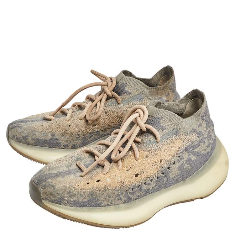 مملوكة مسبقًا Yeezy x adidas Grey Knit Fabric Boost 380 Mist Reflective Low Top Sneakers Size 38 1/3