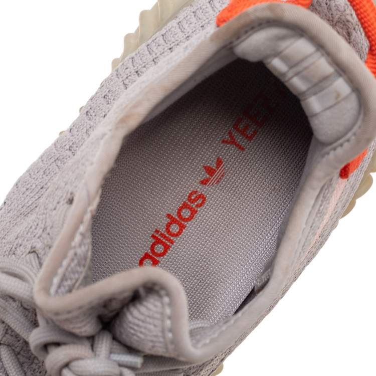 Pre Owned Yeezy x Adidas Grey/Orange Knit Fabric Boost 350 V2 True Form Sneakers Size 38 2/3