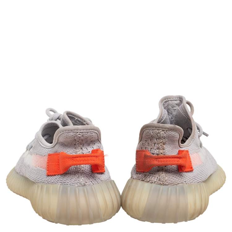 Pre Owned Yeezy x Adidas Grey/Orange Knit Fabric Boost 350 V2 True Form Sneakers Size 38 2/3