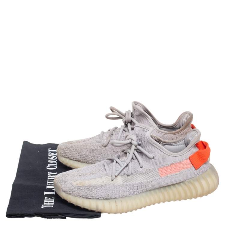 Pre Owned Yeezy x Adidas Grey/Orange Knit Fabric Boost 350 V2 True Form Sneakers Size 38 2/3