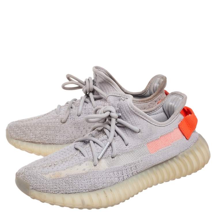 Pre Owned Yeezy x Adidas Grey/Orange Knit Fabric Boost 350 V2 True Form Sneakers Size 38 2/3