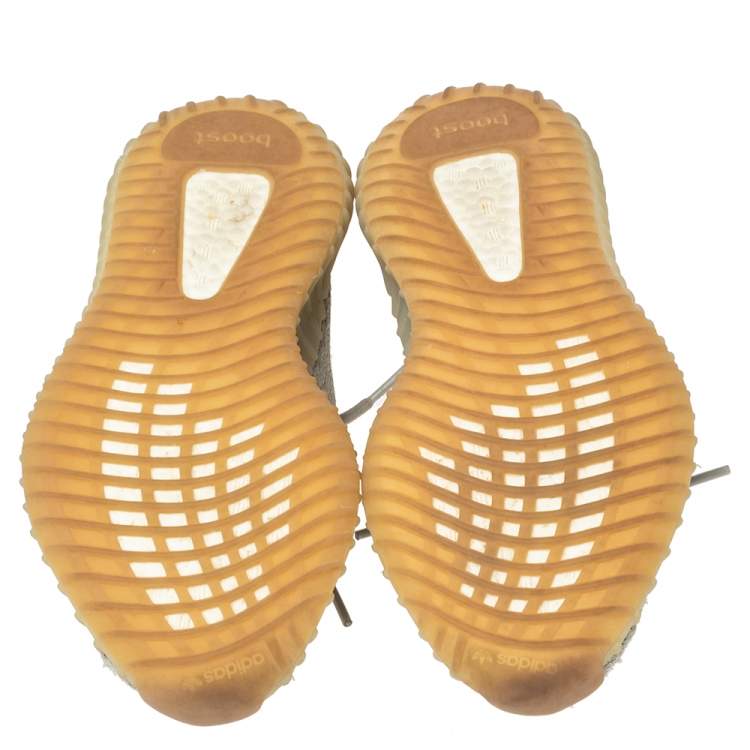 مملوكة مسبقًا Yeezy x Adidas Beige Knit Fabric Boost 350 V2 Sneakers Size 382/3