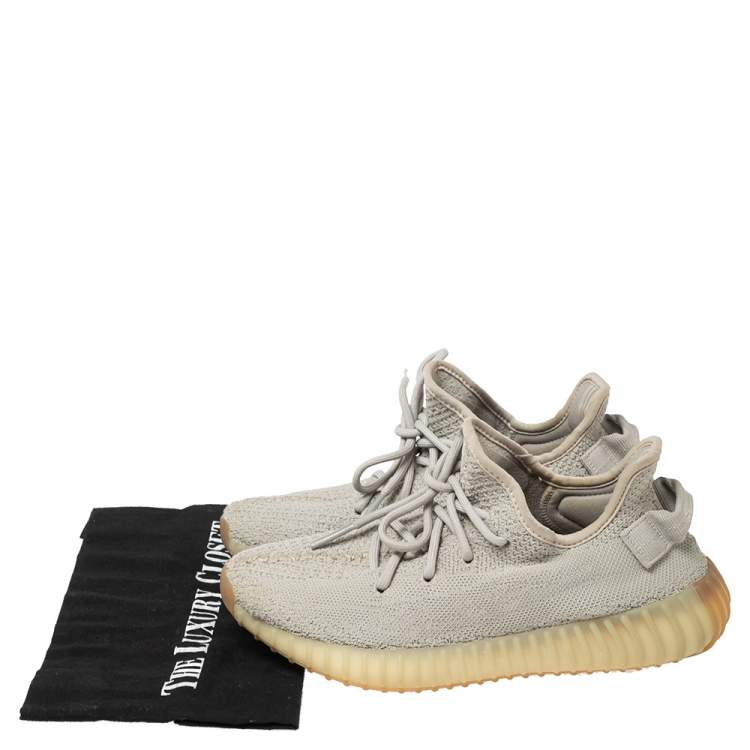 مملوكة مسبقًا Yeezy x Adidas Beige Knit Fabric Boost 350 V2 Sneakers Size 382/3