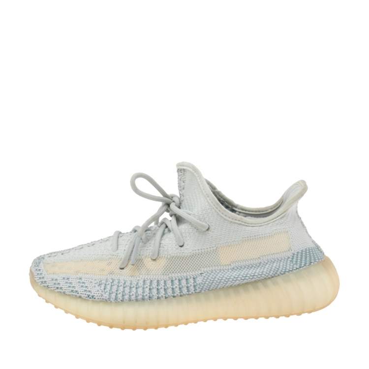 مملوكة مسبقًا Yeezy x Adidas Bluish-White Knit Fabric Boost 350 V2 Sneakers Size 40