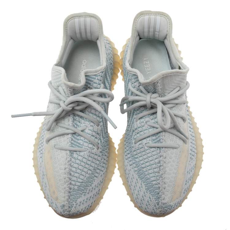 مملوكة مسبقًا Yeezy x Adidas Bluish-White Knit Fabric Boost 350 V2 Sneakers Size 40