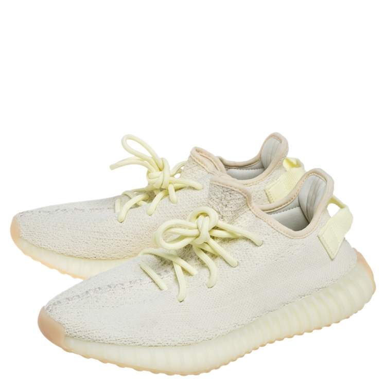 Pre Owned Yeezy x Adidas Light Yellow Cotton Knit Boost 350 V2 Butter Sneakers Size 39 1/3