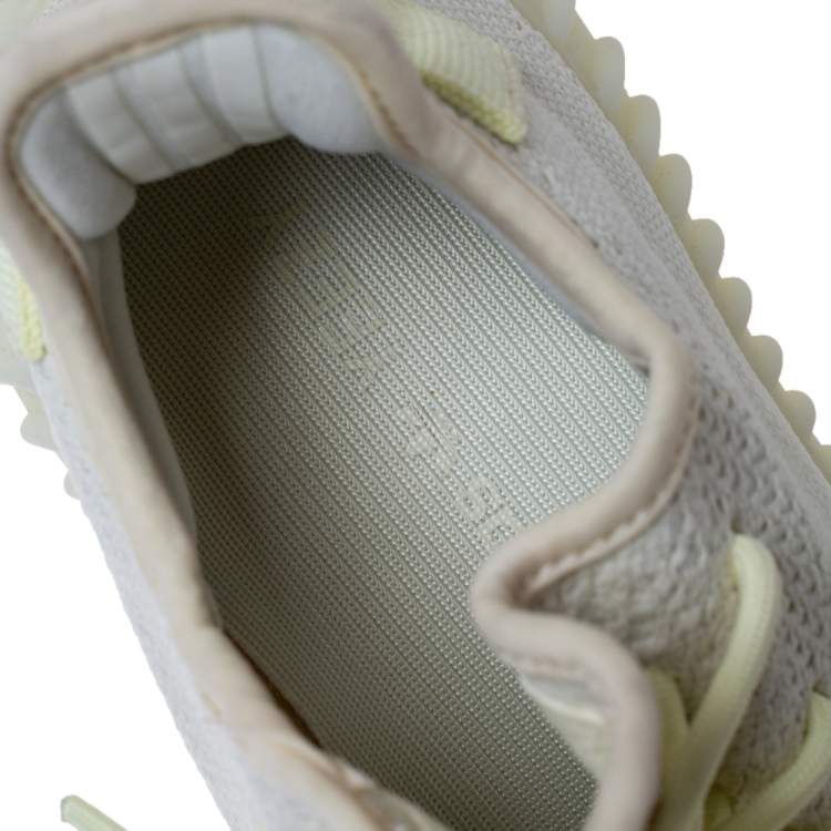Pre Owned Yeezy x Adidas Light Yellow Cotton Knit Boost 350 V2 Butter Sneakers Size 39 1/3