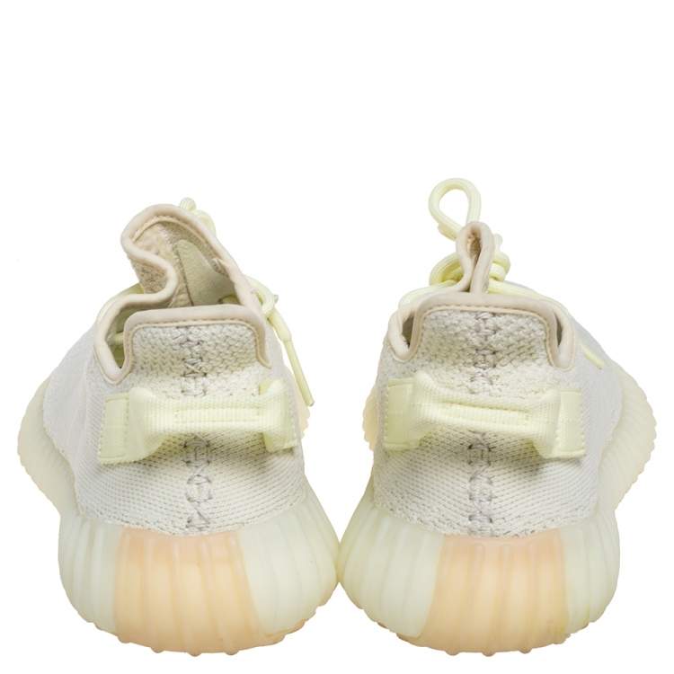 Pre Owned Yeezy x Adidas Light Yellow Cotton Knit Boost 350 V2 Butter Sneakers Size 39 1/3