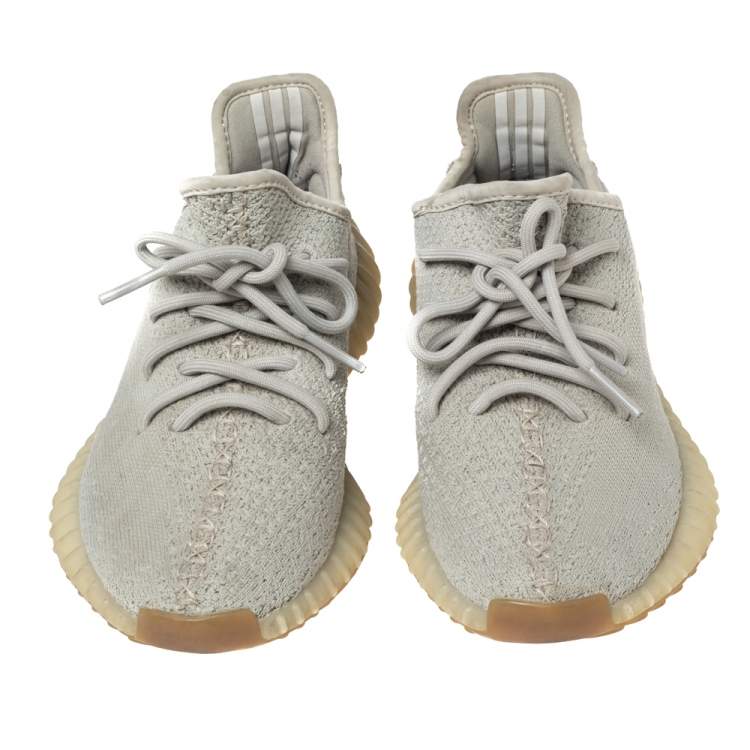 Pre Owned Yeezy x Adidas Grey Knit Fabric Boost 350 V2 Sneakers Size 39 1/3