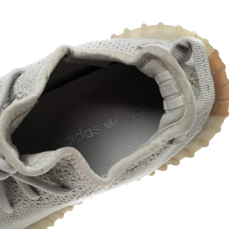 Pre Owned Yeezy x Adidas Grey Knit Fabric Boost 350 V2 Sneakers Size 39 1/3