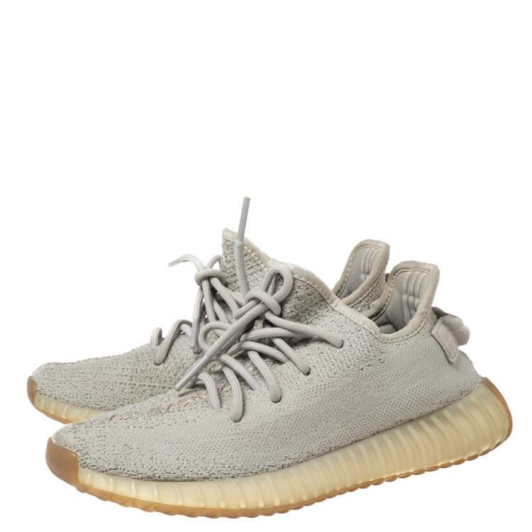 Pre Owned Yeezy x Adidas Grey Knit Fabric Boost 350 V2 Sneakers Size 39 1/3