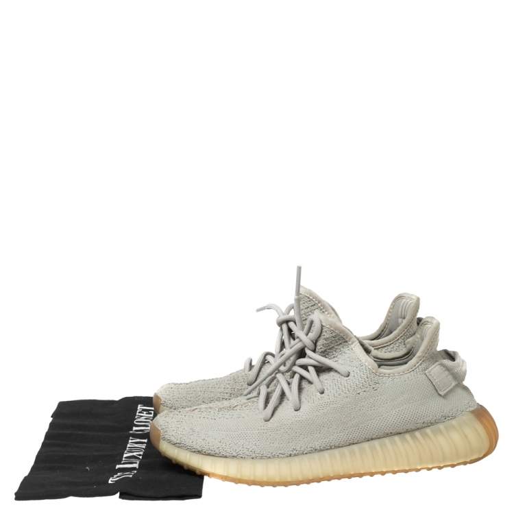 Pre Owned Yeezy x Adidas Grey Knit Fabric Boost 350 V2 Sneakers Size 39 1/3