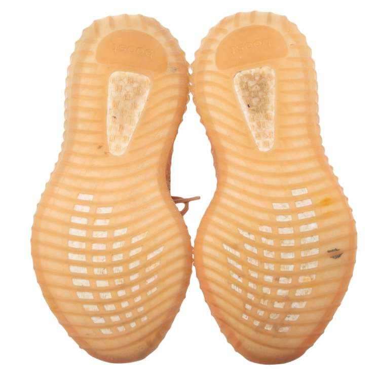 Pre Owned Yeezy x Adidas Peach Knit Fabric Boost 350 V2 Clay Sneakers Size 37 2/3