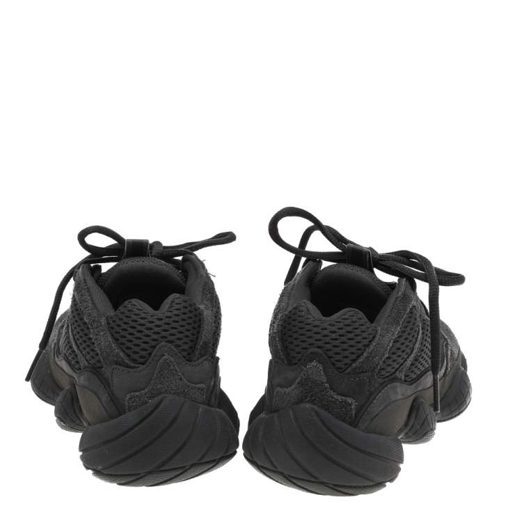 Pre Owned Yeezy x adidas Black Fabric And Suede Yeezy 500 Stone Low Top Sneakers Size 36
