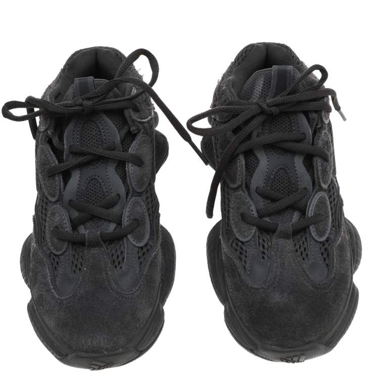 Pre Owned Yeezy x adidas Black Fabric And Suede Yeezy 500 Stone Low Top Sneakers Size 36