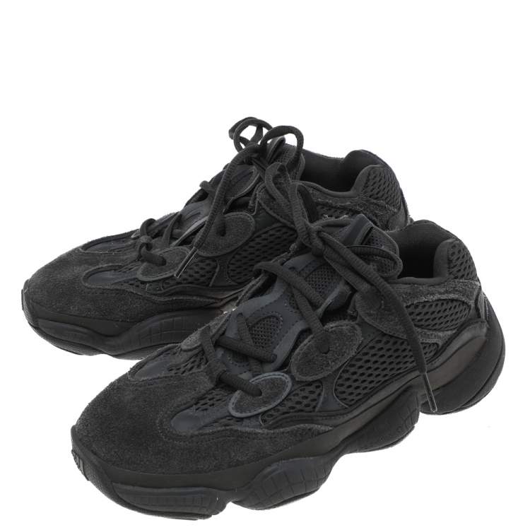 Pre Owned Yeezy x adidas Black Fabric And Suede Yeezy 500 Stone Low Top Sneakers Size 36
