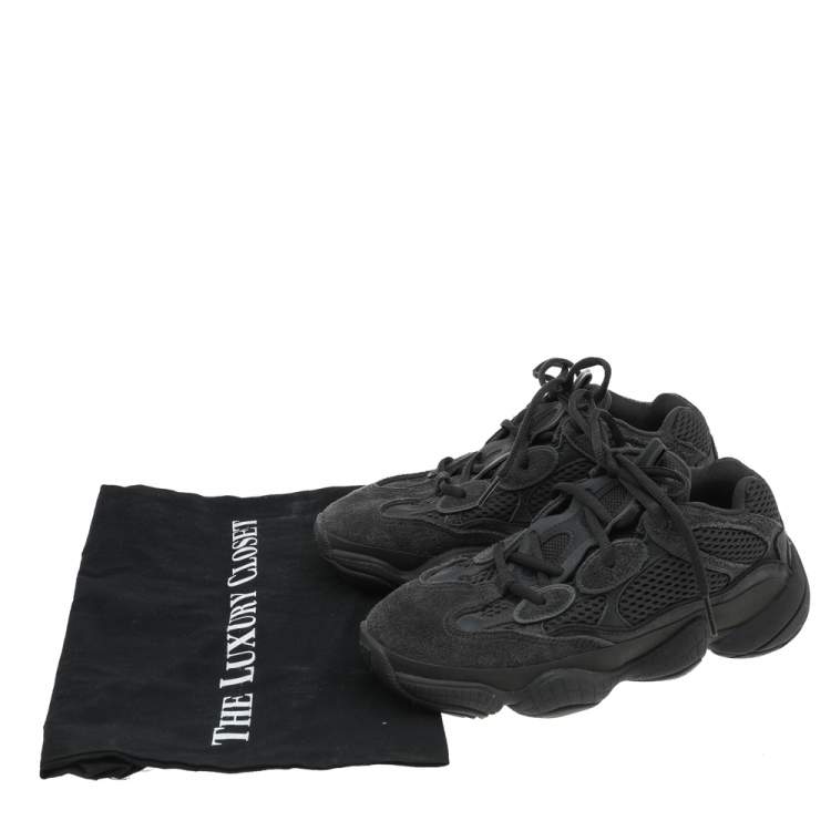 Pre Owned Yeezy x adidas Black Fabric And Suede Yeezy 500 Stone Low Top Sneakers Size 36